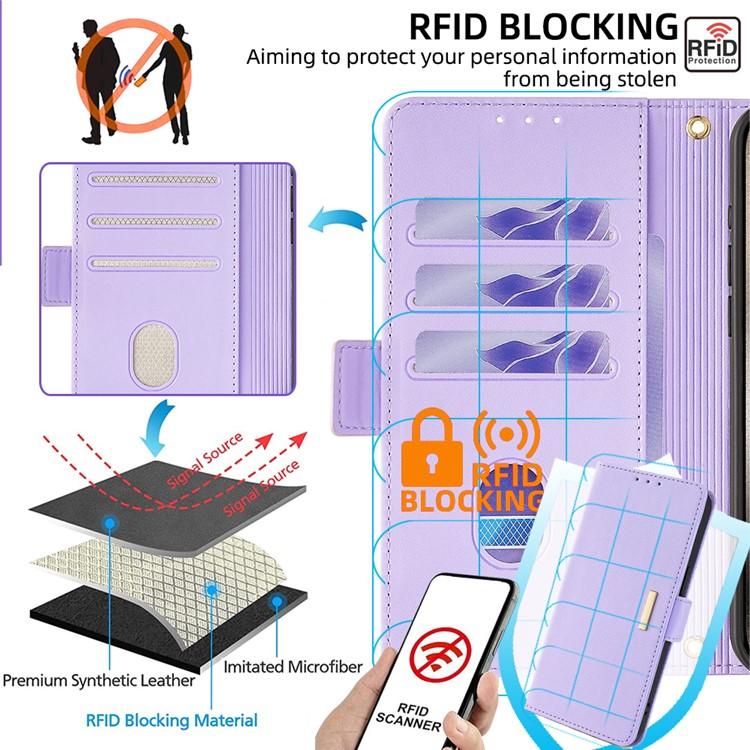 Funda de cuero con cadena cruzada para Samsung Galaxy F06 5G (morada)