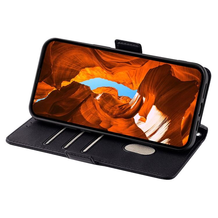Funda de cuero con cadena cruzada para Samsung Galaxy Xcover 7 Pro 5G (negra)