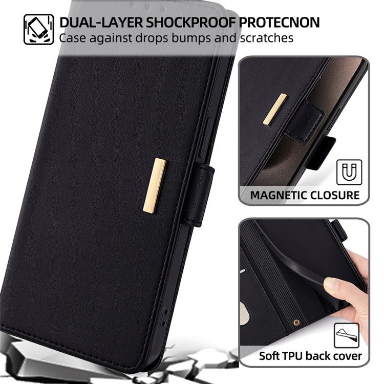 Funda de cuero con cadena cruzada para Samsung Galaxy Xcover 7 Pro 5G (negra)