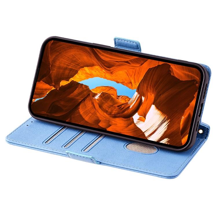 Funda de cuero con cadena cruzada para Samsung Galaxy Xcover 7 Pro 5G (azul)