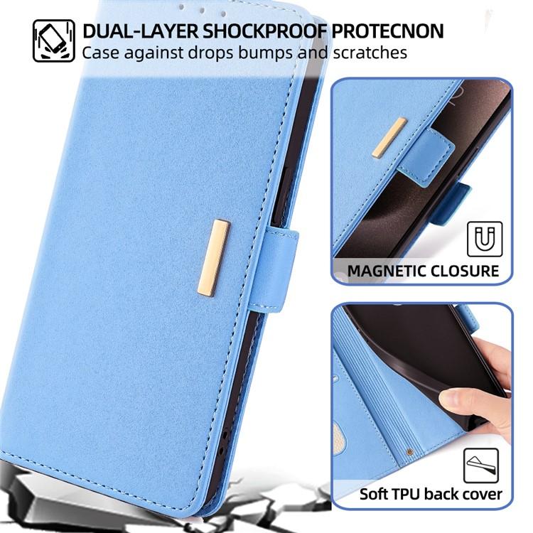 Funda de cuero con cadena cruzada para Samsung Galaxy Xcover 7 Pro 5G (azul)