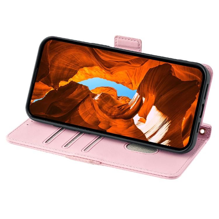 Funda de cuero con cadena cruzada para Samsung Galaxy Xcover 7 Pro 5G (rosa)
