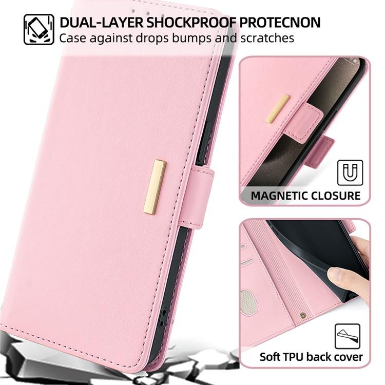 Funda de cuero con cadena cruzada para Samsung Galaxy Xcover 7 Pro 5G (rosa)