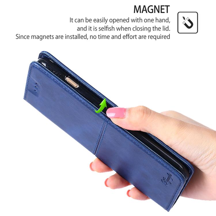 Funda de cuero magnético con textura de vaca para Samsung Galaxy S25 5G (azul)