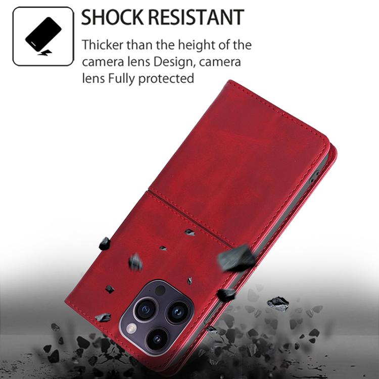 Funda magnética de cuero con textura de vaca para Samsung Galaxy S25 5G (roja)