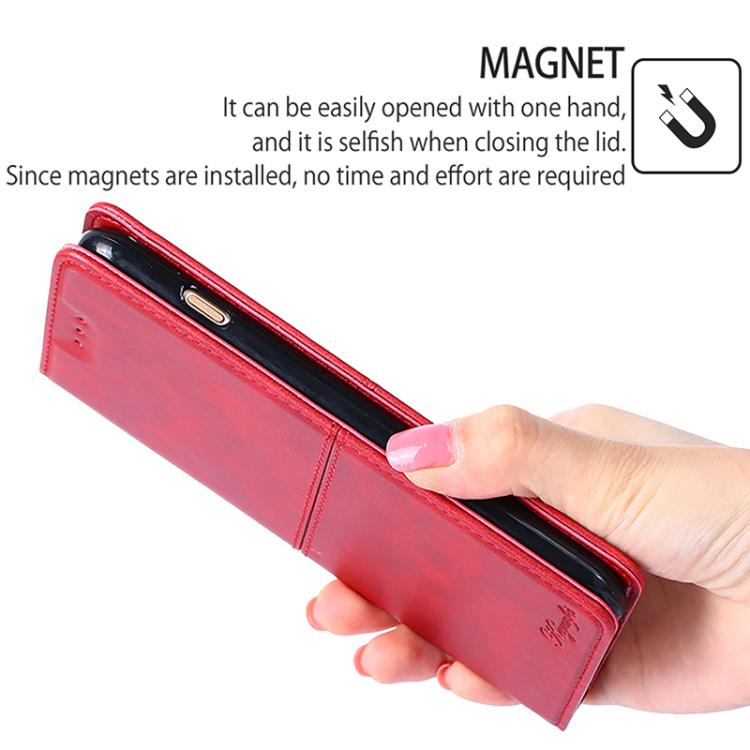 Funda magnética de cuero con textura de vaca para Samsung Galaxy S25 5G (roja)
