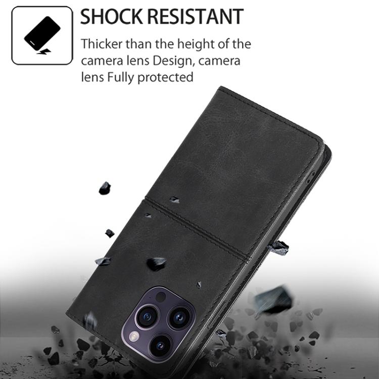 Funda de cuero magnético con textura de vaca para Samsung Galaxy S25+ 5G (negro)