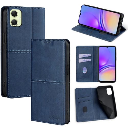 Funda de cuero magnético con textura de vaca para Samsung Galaxy A05 4G (azul)