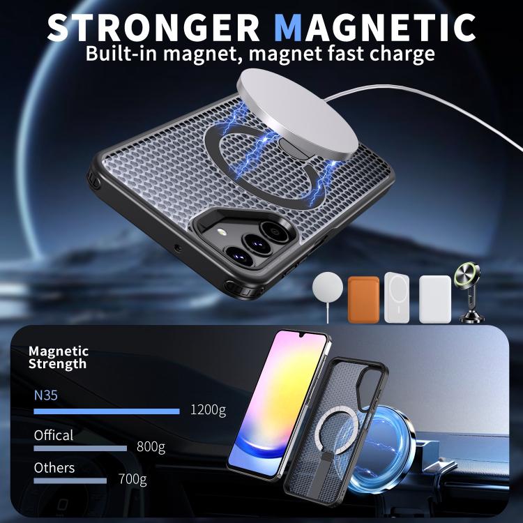 Funda con soporte MagSafe y refrigeración Honeycomb para Samsung Galaxy A25 5G (negra)