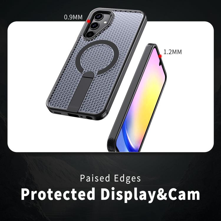 Funda con soporte MagSafe y refrigeración Honeycomb para Samsung Galaxy A25 5G (negra)