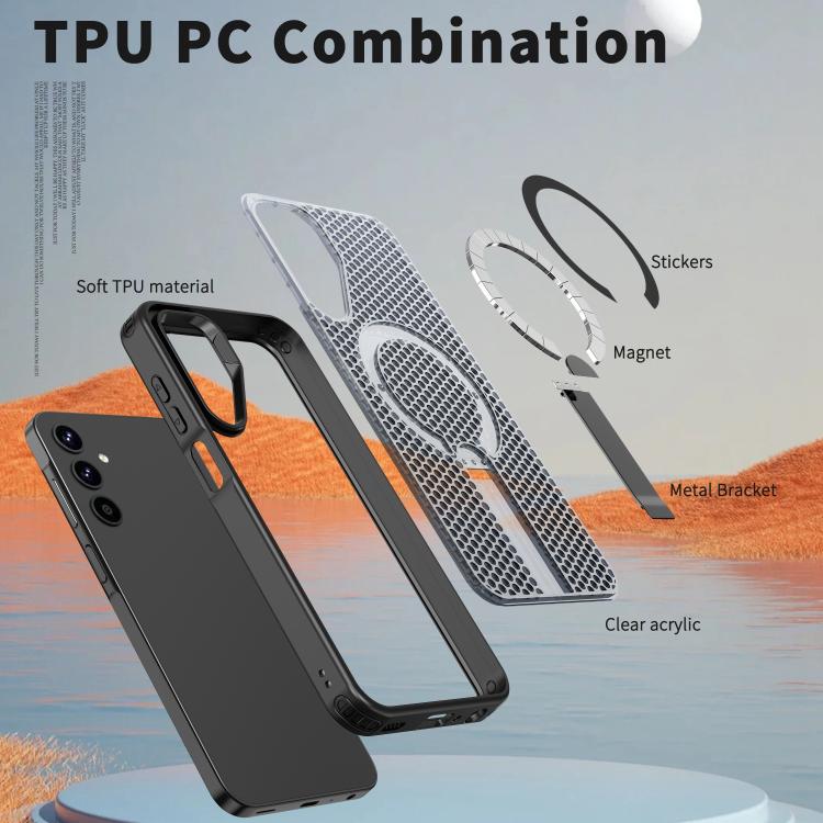 Funda con soporte MagSafe y refrigeración Honeycomb para Samsung Galaxy A25 5G (negra)