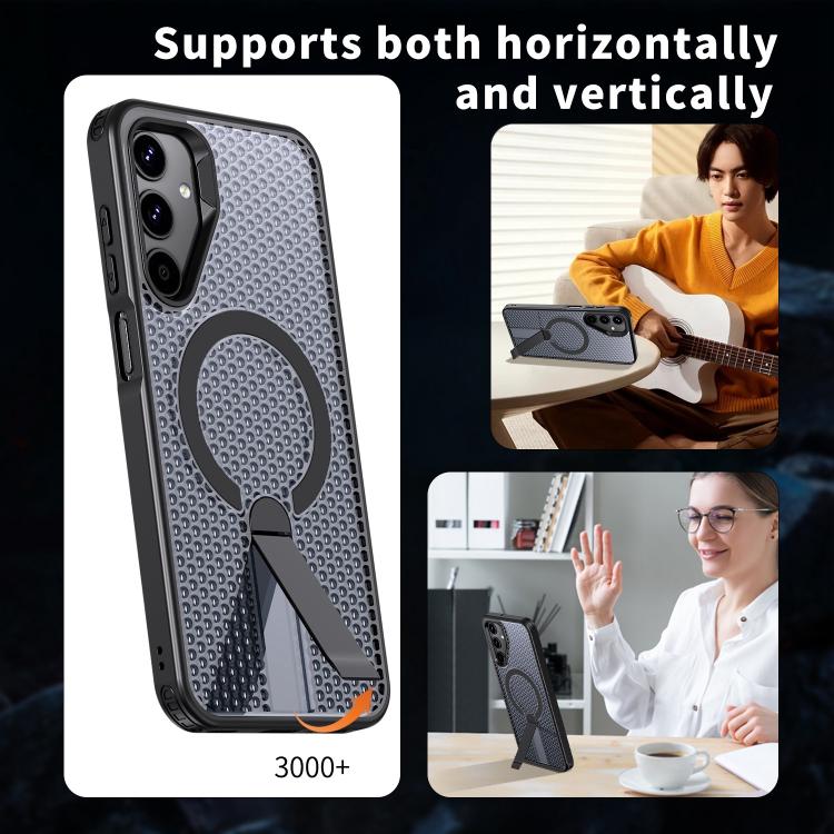 Funda con soporte MagSafe y refrigeración Honeycomb para Samsung Galaxy A25 5G (negra)