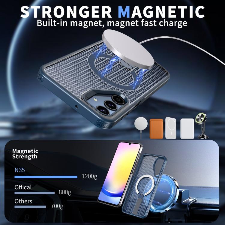 Funda con soporte MagSafe y refrigeración Honeycomb para Samsung Galaxy A25 5G (azul)