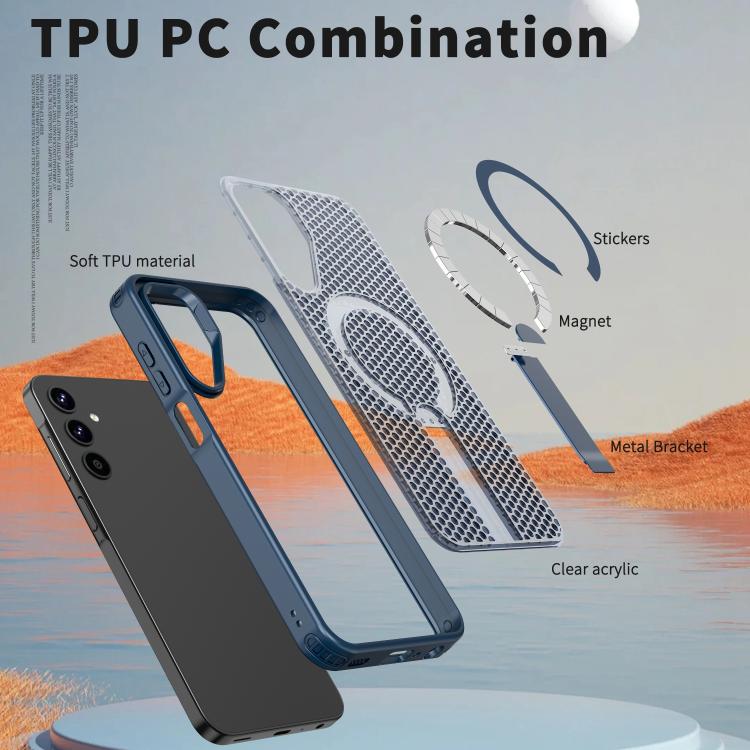 Funda con soporte MagSafe y refrigeración Honeycomb para Samsung Galaxy A25 5G (azul)