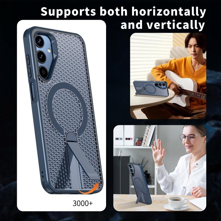 Funda con soporte MagSafe y refrigeración Honeycomb para Samsung Galaxy A25 5G (azul)