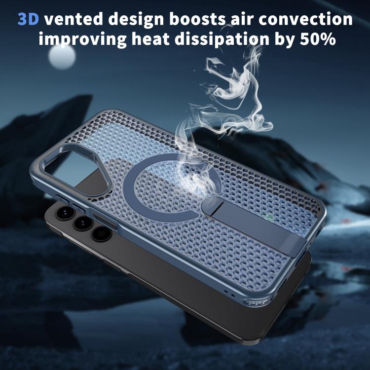 Funda con soporte MagSafe y refrigeración Honeycomb para Samsung Galaxy A25 5G (azul)