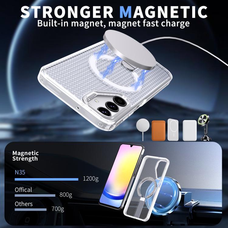 Funda con soporte MagSafe y refrigeración Honeycomb para Samsung Galaxy A25 5G (transparente esmerilado)