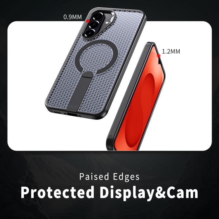 Funda con soporte MagSafe y refrigeración Honeycomb para Samsung Galaxy A26 5G (negra)