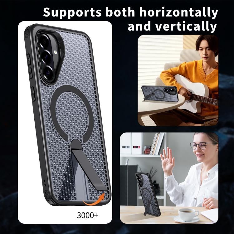Funda con soporte MagSafe y refrigeración Honeycomb para Samsung Galaxy A26 5G (negra)