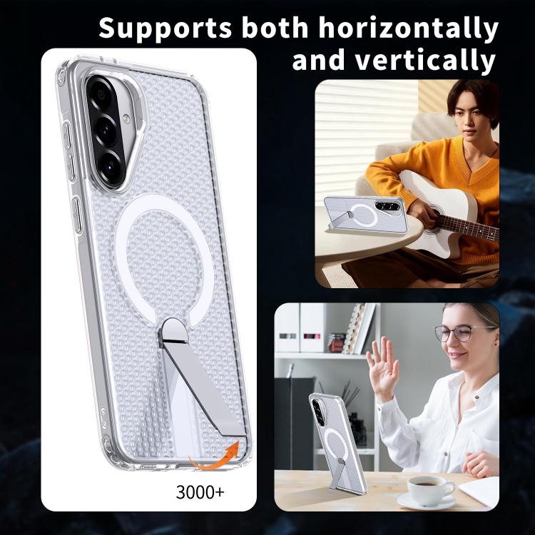 Funda con soporte MagSafe y refrigeración Honeycomb para Samsung Galaxy A26 5G (transparente esmerilado)