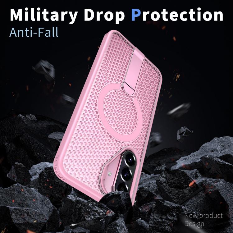 Funda con soporte MagSafe y refrigeración Honeycomb para Samsung Galaxy A26 5G (rosa)