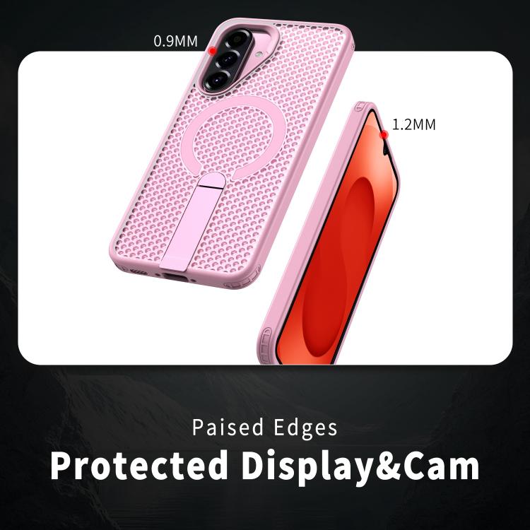 Funda con soporte MagSafe y refrigeración Honeycomb para Samsung Galaxy A26 5G (rosa)