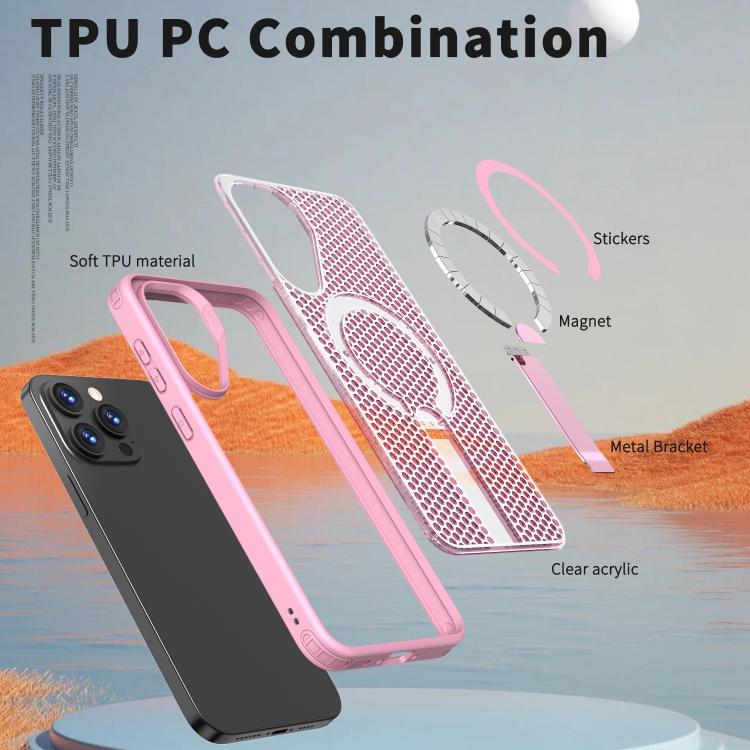 Funda con soporte MagSafe y refrigeración Honeycomb para Samsung Galaxy A26 5G (rosa)