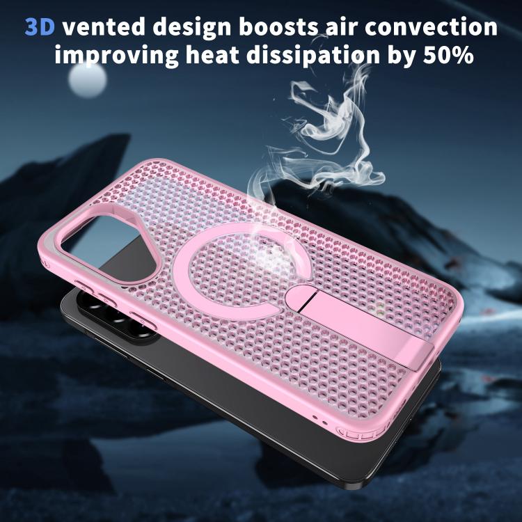 Funda con soporte MagSafe y refrigeración Honeycomb para Samsung Galaxy A26 5G (rosa)