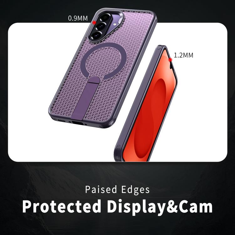 Funda con soporte MagSafe y diseño de panal para Samsung Galaxy A26 5G (morado)