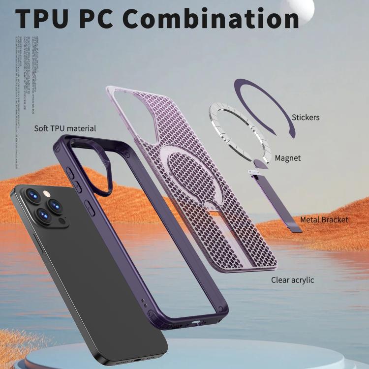 Funda con soporte MagSafe y diseño de panal para Samsung Galaxy A26 5G (morado)