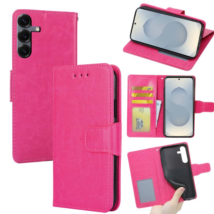 Funda de cuero con textura de cristal para Samsung Galaxy S25 5G (rosa y rojo)