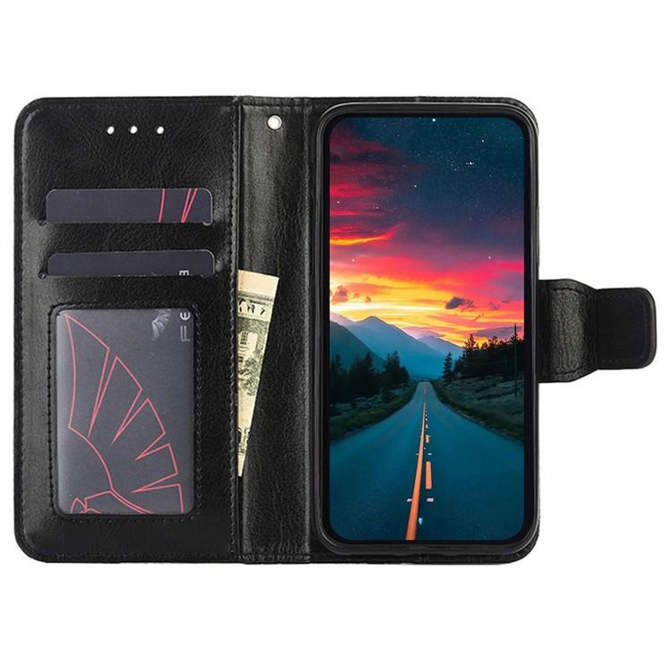 Funda de cuero con textura de cristal para Samsung Galaxy S25 5G (negra)