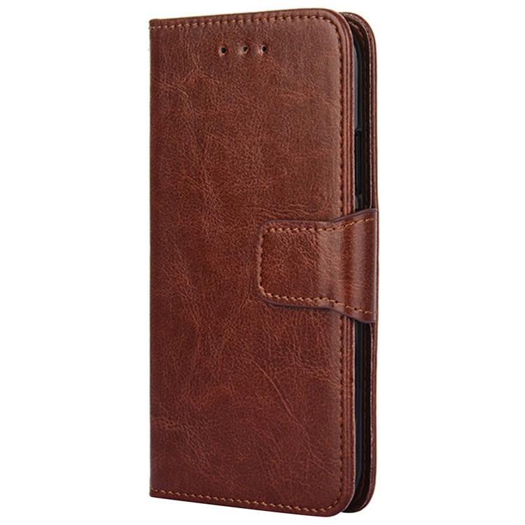 Funda de cuero con textura de cristal para Samsung Galaxy S25 Ultra 5G (marrón)