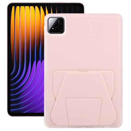 Funda plegable con soporte magnético y parte trasera de cuero acrílico para Xiaomi Pad 7/7 Pro (rosa)
