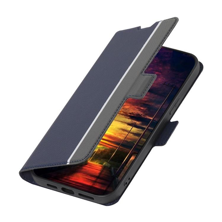 Funda de cuero con textura de sarga y botones laterales para Samsung Galaxy S25 Ultra 5G (azul)