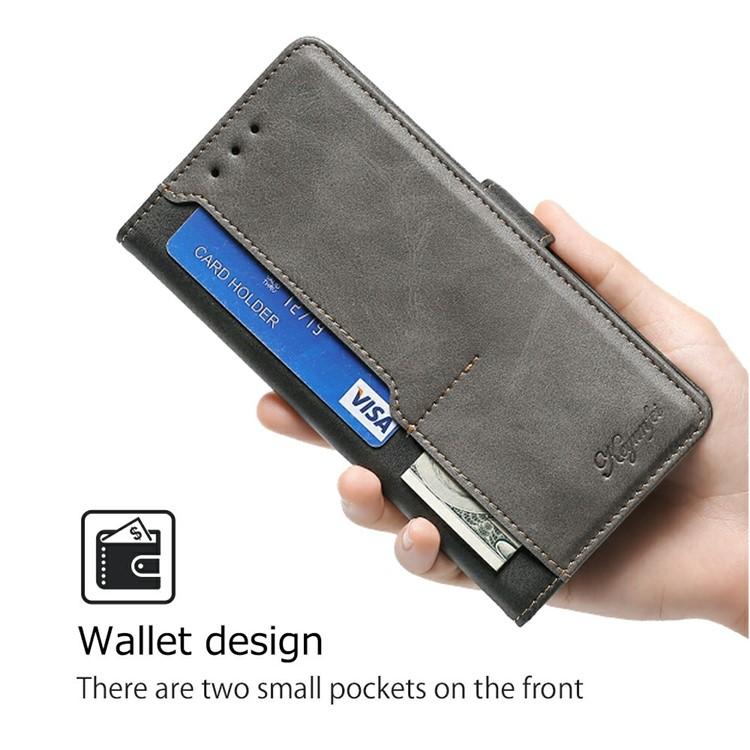 Funda de cuero con hebilla lateral en color de contraste para Samsung Galaxy S25 5G (negro y gris)