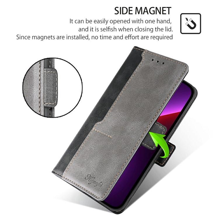 Funda de cuero con hebilla lateral en color de contraste para Samsung Galaxy S25 5G (negro y gris)