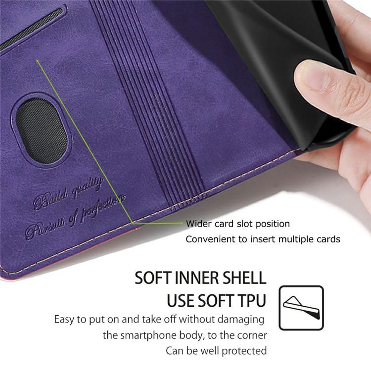 Funda de cuero con hebilla lateral en contraste para Samsung Galaxy S25 5G (morado y rojo rosa)
