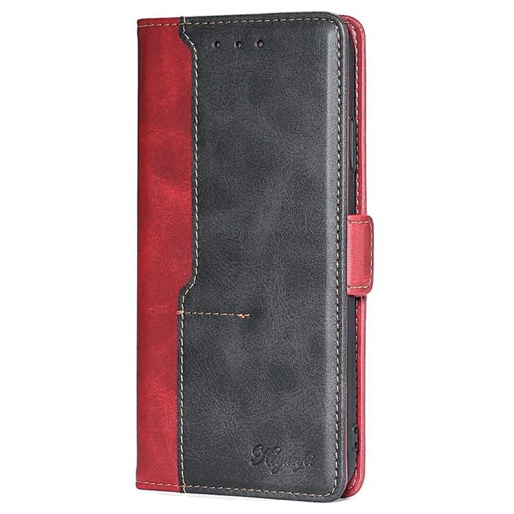 Funda de cuero con hebilla lateral en color de contraste para Samsung Galaxy S25+ 5G (rojo y negro)