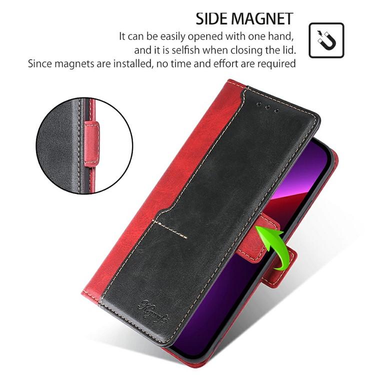 Funda de cuero con hebilla lateral en color de contraste para Samsung Galaxy S25+ 5G (rojo y negro)
