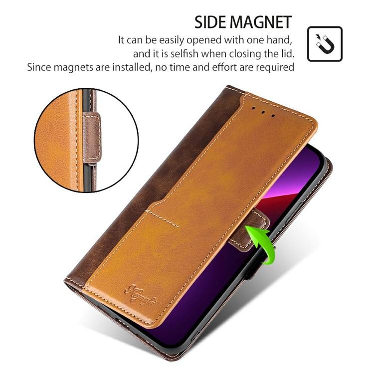 Funda de cuero con hebilla lateral en color de contraste para Samsung Galaxy S25 Ultra 5G (marrón oscuro y dorado)
