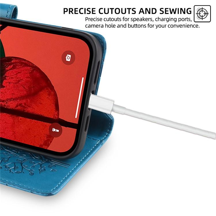 Funda de piel con relieve de árbol y ciervo para Samsung Galaxy S25 Ultra 5G (azul)