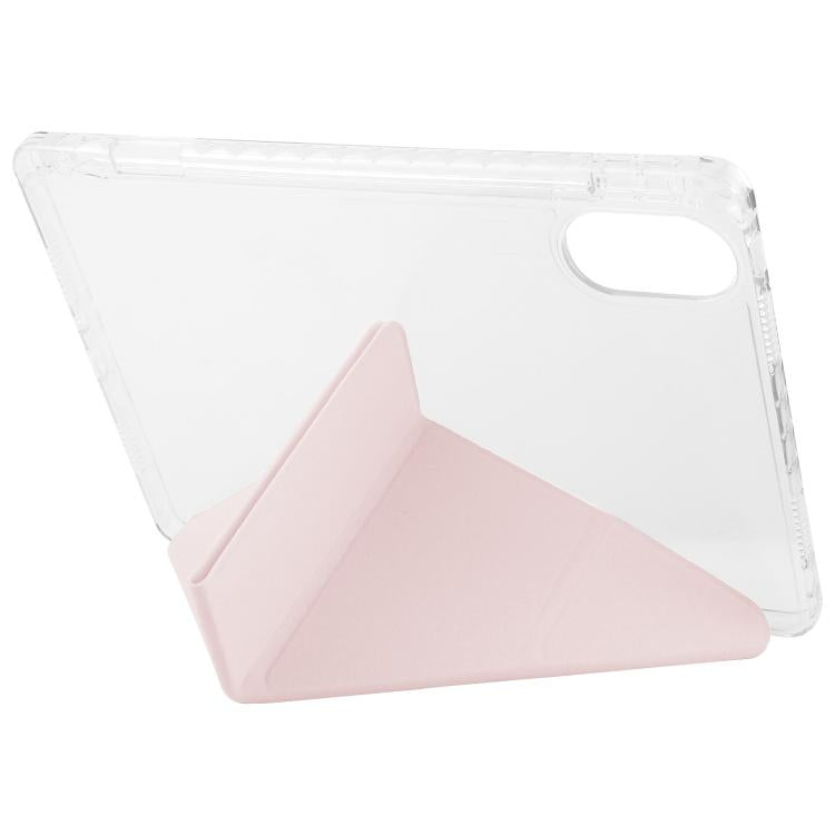 Funda de cuero acrílico transparente deformable para Redmi Pad SE 11 2025/Pad 2 (rosa)