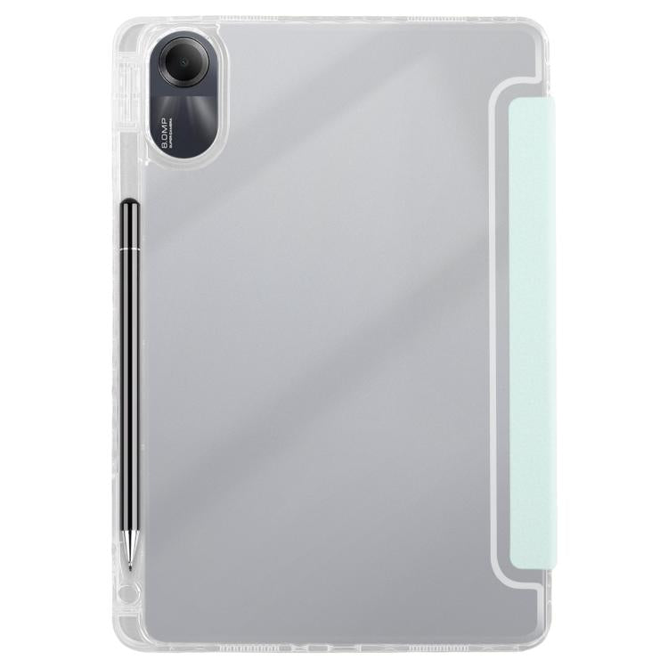 Funda de cuero acrílico transparente deformable para Redmi Pad SE 11 2025/Pad 2 (verde claro)