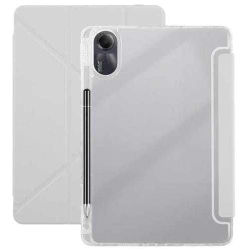 Funda de cuero acrílico transparente deformable para Redmi Pad SE 11 2025/Pad 2 (gris)