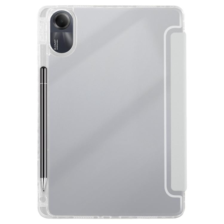 Funda de cuero acrílico transparente deformable para Redmi Pad SE 11 2025/Pad 2 (gris)