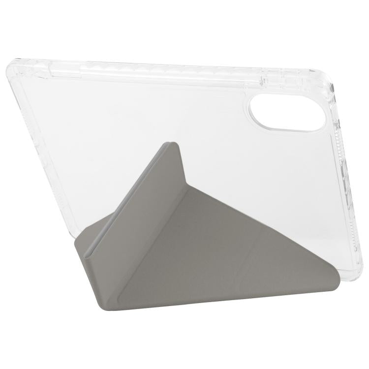Funda de cuero acrílico transparente deformable para Redmi Pad SE 11 2025/Pad 2 (gris)