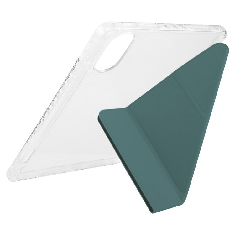 Funda de cuero acrílico transparente deformable para Redmi Pad SE 11 2025/Pad 2 (verde oscuro)