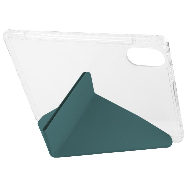 Funda de cuero acrílico transparente deformable para Redmi Pad SE 11 2025/Pad 2 (verde oscuro)
