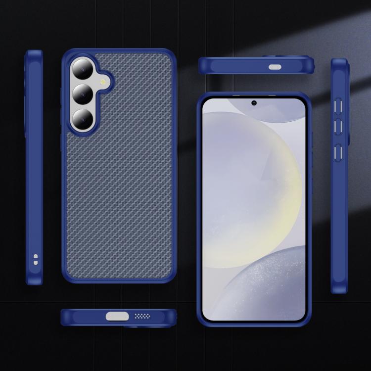Funda de TPU acrílico con textura de fibra de carbono y tacto suave para Samsung Galaxy S24+ 5G (azul)